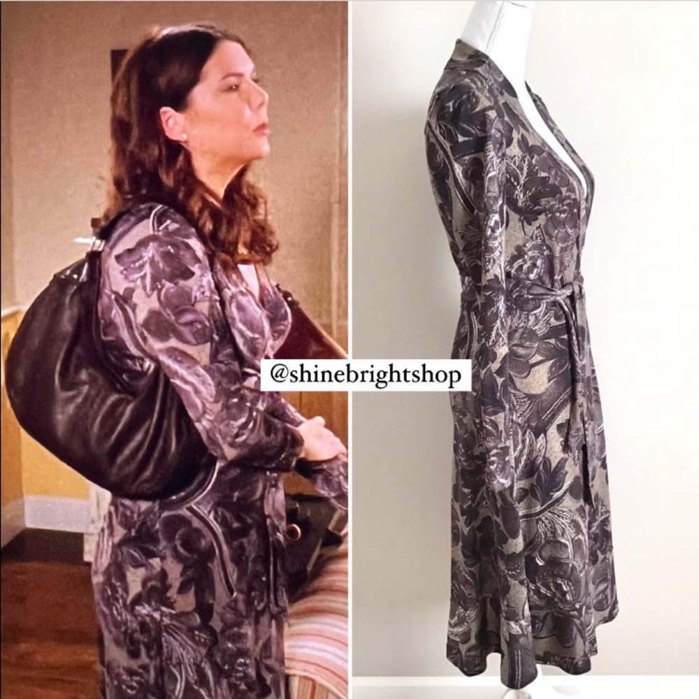Rare Early 2000s Vintage Silk Wrap Dress ASO Lorelai Gilmore in Gilmore Girls - Picture 4 of 16